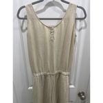 Cloth & Stone  Linen Drawstring Wide Leg Crop Jumpsuit Natural Color Sz M Photo 2