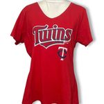 Fanatics NWOT Minnesota Twins TC Red V-Neck Tee T-Shirt Top Short Sleeve New Womens XL Photo 0