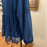 Kojooin Babydoll Top Womens Large Blue Pullover Balloon Sleeve Flowy Boho Hippie Photo 2