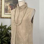 Frost Large Beige Full Zip Thick High Neck Fleece Vest Sleeveless Pocket Zip Photo 1