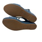 Sundance  Pampil Wedge Sandals Cut Out‎ Embroidered Leather Blue Size 39 US 8 Photo 9