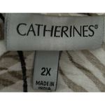 Catherines  Women's Brown Beige Foliage Long Open Front Duster Side Slits Size 2X Photo 2
