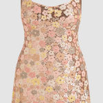 Cider  Champagne Sequin Scoop Neckline Floral Split Mini Dress - Size 1X Photo 0