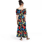 Rixo Target Floral Off Shoulder Puff Sleeve Dress Black Multicolor Black Size 4 Photo 3