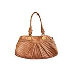 Treesje Women's Camel Leather Satchel Handbag with Gold Hardware Tan Photo 2