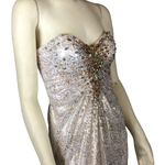 La Femme  strapless sweetheart white gold foil jewelled sequin gown size 2 Photo 7