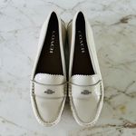 Coach  Odette Solid Ivory Patent Leather Driver Loafer Silver Logo - US 6.5 Photo 1
