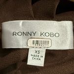 RONNY KOBO Yebba Brown Ruched Open Back High Neck Mini Dress Size XS $498 Photo 4