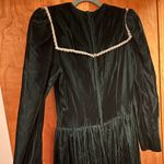Jessica McClintock Dark Green Velvet Prairie Retro Prom Vintage Dress Size 13 Photo 9