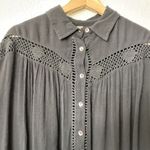 Free People  Katie Bird Small Boho Crochet Inset Black Flowy Shirt Photo 6