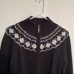 Dress Barn Collection  Full Zip Sweater Black Snowflake Photo 2