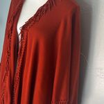 Coldwater Creek Boho Fringed Open-Front Shawl Wrap – Rust Orange Photo 6