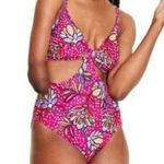 Tabitha Brown x Target Pink Floral One Piece Cutout Swimsuit Swim Suit XXS new Photo 2