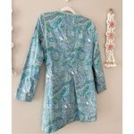 Doncaster  Cotton Long Jacket Spring Summer Blue Green Full Zip Paisley Print Photo 3