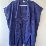 J.Crew Sz S M Oversized Purple Tunic Swim Cover Up Poncho in Eyelet Open Top Photo 5