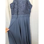 Lulus  Dress Womens Small Navy Blue Lace Bodice Chiffon Maxi Formal Evening Gown Photo 3