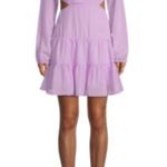 Lea & Viola Purple Cutout Tiered Dress - Sheer Long Sleeves - Size S Photo 0