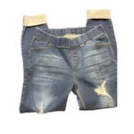 Womens Distressed Blue Denim Jeans Distressed Pull On Cuffed Size 25 Photo 2