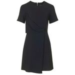 Topshop Drape Front Wrap Skirt Short Sleeve Dress Navy Blue Petite Size 0 Photo 5