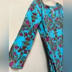 Boho Turquoise Paisley Tunic Top Medium 100% Cotton Festival V Photo 5