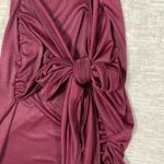 SheIn Burgundy one shoulder wrap dress Photo 2