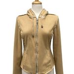 Tommy Hilfiger Y2K Hoodie Jacket Sz S Beige Sherpa Zip Up Pockets 00s Casual Photo 0