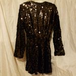 ZARA  limited edition medium black long sleeve sequin plunging v-neck Mini dress Photo 3