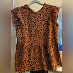 Angashion NEW Cap Sleeve Ruffle Neck Loose Babydoll Shirt Blouse Tunic Top M Photo 2