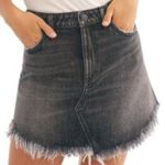 We The Free  People Bailey Black Denim Frayed Raw Hem Jean Mini Skirt Size 24 Photo 0