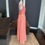 Women’s Peach Chiffon Full Length Bridesmaid Prom Dress Corset Back Size 10 NWT Photo 2