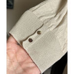 LES COPAINS Women’s Tan 100% Wool Blouse Short Sleeve Gold Detail Size 48 Large Photo 5