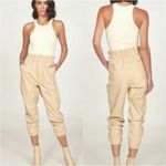 Vintage Havana Faux‎ Leather Joggers Trousers Paperbag Pants Women’s Size Large Tan Photo 1