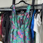 Lulus  Compelling Drama Green Floral Jacquard Lurex Bustier Mini Dress Photo 5