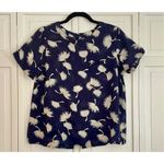 Old Navy navy printed linen blendâswing blouse M Photo 3
