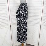 Old Navy Floral Ruffle Collar Long Sleeve Elastic Waist Dress Black White Small Photo 1