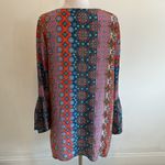 Tolani  Silk Printed Bell Sleeve Tunic Dress Photo 1