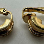 Christian Dior  Gold‎ Tone Rhinestone Small Half Hoop Clip On Earrings Vintage Photo 0