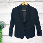 EXPRESS  Black Ruched Sleeve Cropped Blazer Suit Jacket Size 6 Small Photo 6
