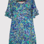 Lilly Pulitzer Womens Dress Blue Lula Bonnet Mini Floral A Line Resort Medium Photo 0