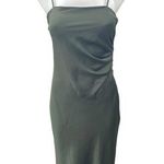 ZARA Women's Green Silky Satin Sleeveless Cami Camisole Midi Tank Slip Dress XS Photo 0