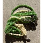 Vintage Green Jade Agate Glass Multi Strand Beaded Women’s Necklace Sz 19” Photo 9