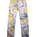 ZARA Jeans Womens Abstract Swirl Pants Size 8 Multicolor Retro Y2K Groovy Boho Photo 0