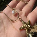 18k gold plated stainless steel starfish pearl pendant necklace for beach and vacation water resistant Photo 4