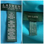Lauren Ralph Lauren Dress Satin Wrap Top Ruched Teal Paisley Women’s Size 14 Blue Photo 12