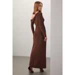 Significant Other Liliana Brown Bronze Metallic Long Sleeve Draped Column Gown 2 Photo 2