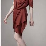 Haute Hippie  rust maroon cowl neck silk drapey dress Photo 7