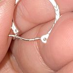 14K STS White Gold Hoop Earrings Textured Design Small Minimalist Lightweight Silver Photo 5