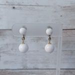 Vintage Clip On Earrings Retro White Ball Duo Dangle Stylish Photo 0