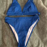 Cupshe Blue Ribbed Bikini Set NWOT Photo 0