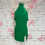 NBD  green halter cutout back mini dress with slit size xxs Photo 3